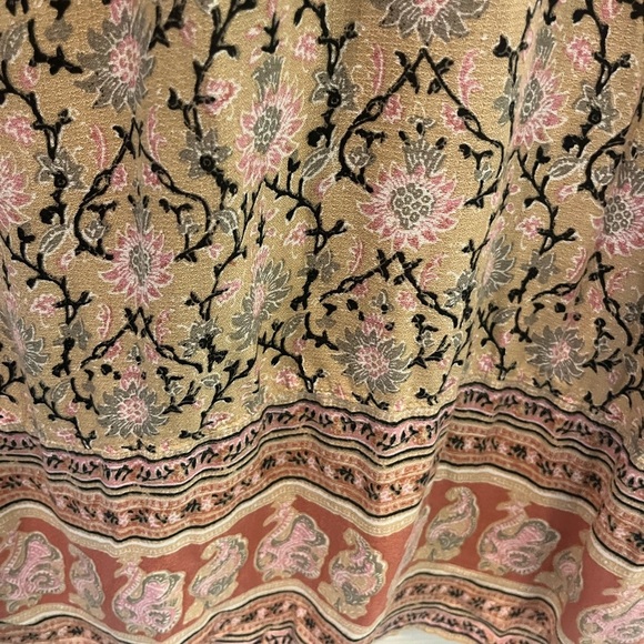 Lucky Brand Boho Floral Sleeveless Maxi Dress in Tan and Pink Size XS - Picture 6 of 8